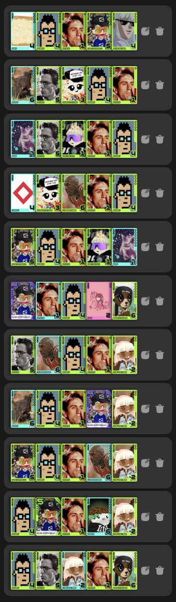Sorry, haven’t had much time lately. Still working on my Reverse decks for the <a href="/fantasy_top_/">fantasy.top</a> x <a href="/footballdotfun/">Football.Fun</a>  tournament.

Makesy, Hugo, Psycho, Smokey, Shoku, Lilmoon, Cirrus, Charlotte, Guru, Jez, Loopify, Larp, Intuitio, Kipit...

Plenty to work with this week! Not all of