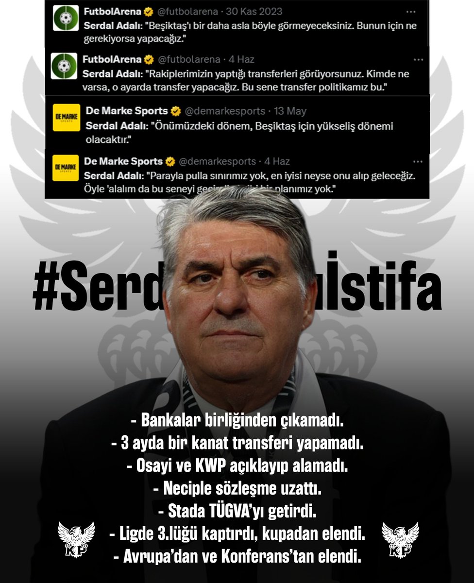 Beşiktaş’ımızın seninle kaybedecek 1 dakikası yok.

#SerdalAdalıİstifa