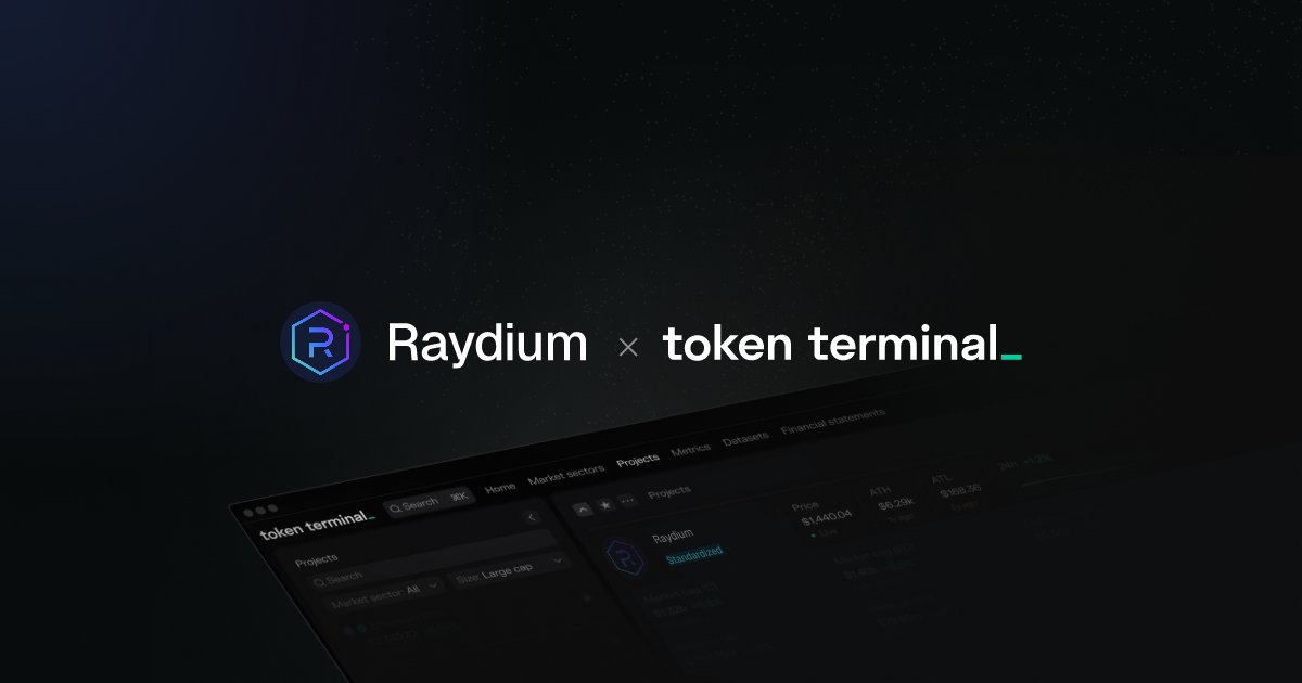 Raydium x Token Terminal partnership announcement banner