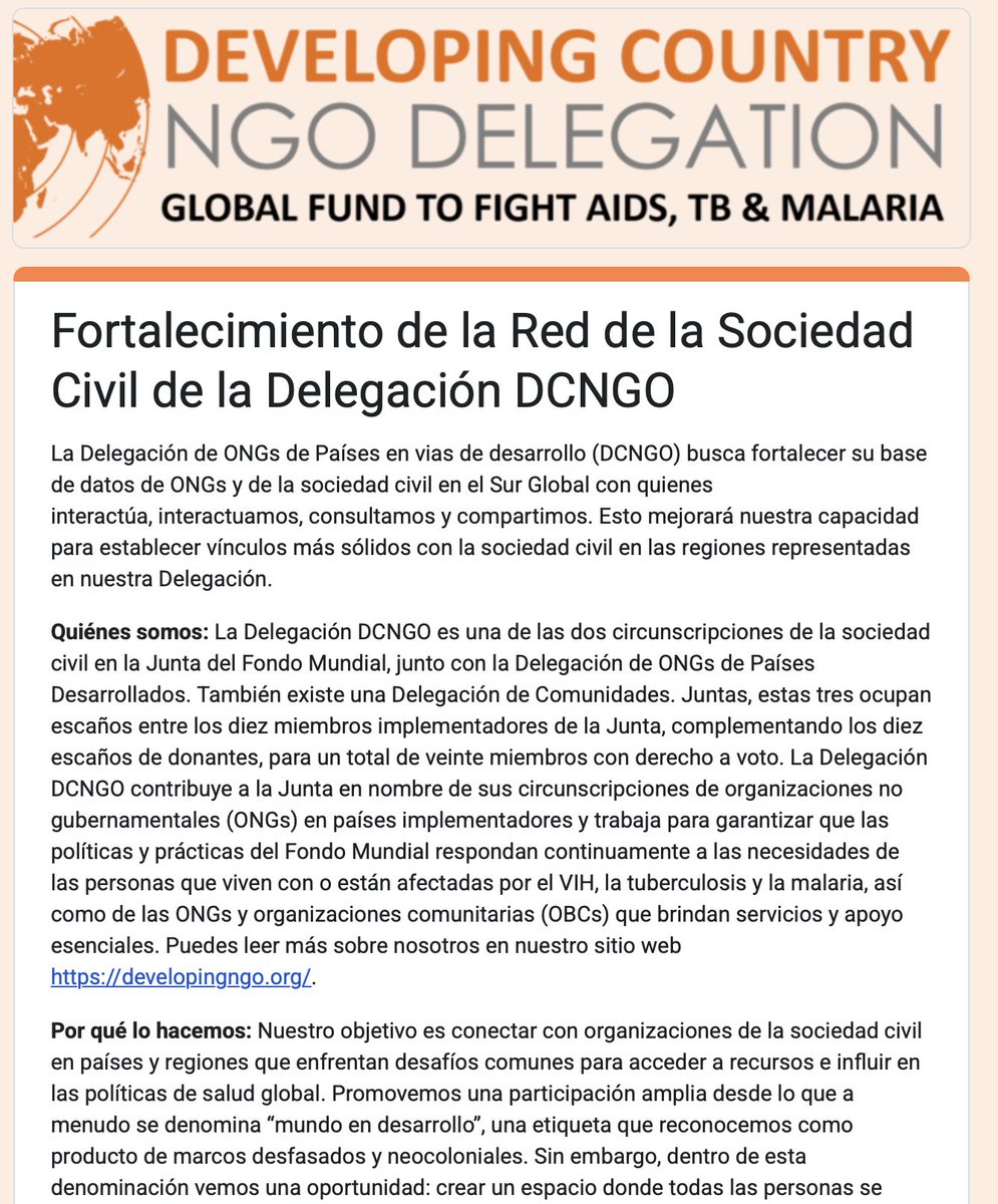 Fortalecemos nuestra red de ONG en el Sur Global. Conéctate para que las políticas del <a href="/GlobalFund/">The Global Fund</a> reflejen la realidad de la sociedad civil. forms.gle/Hhe5MPG7nZp5Jg… <a href="/Catwoman_alc/">Ángela León Cáceres</a> <a href="/plataformalac/">Plataforma LAC</a> <a href="/icwlatina/">ICW Latina</a> @yoli84