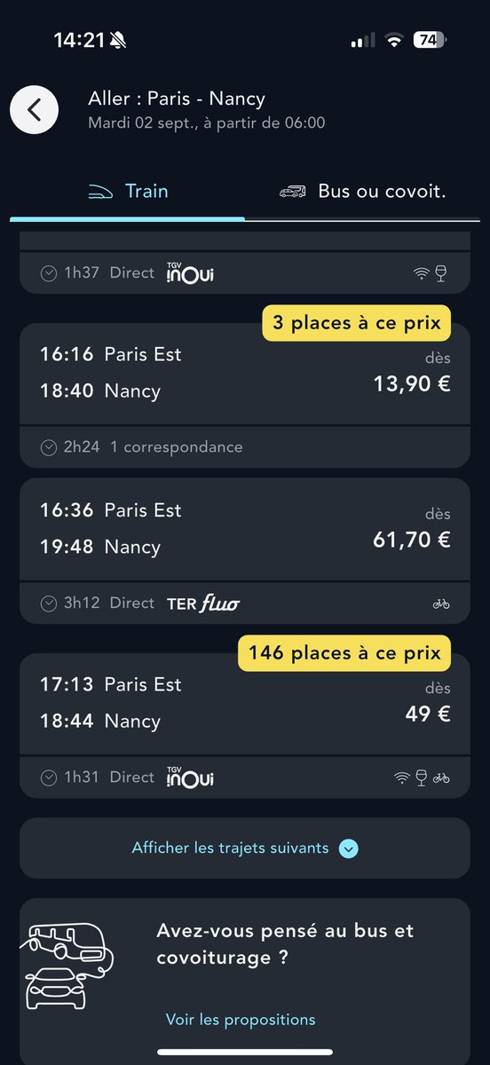 Dumas Benjamin (@benjamind_anepf) on Twitter photo <a href="/SNCFVoyageurs/">SNCF Voyageurs</a> <a href="/SNCFConnect/">SNCF Connect</a> <a href="/GroupeSNCF/">Groupe SNCF</a> celui là c’est demain il reste 143 places ? Ça vous dérange pas ? <a href="/SNCFVoyageurs/">SNCF Voyageurs</a> <a href="/SNCFConnect/">SNCF Connect</a> <a href="/GroupeSNCF/">Groupe SNCF</a> celui là c’est demain il reste 143 places ? Ça vous dérange pas ?
