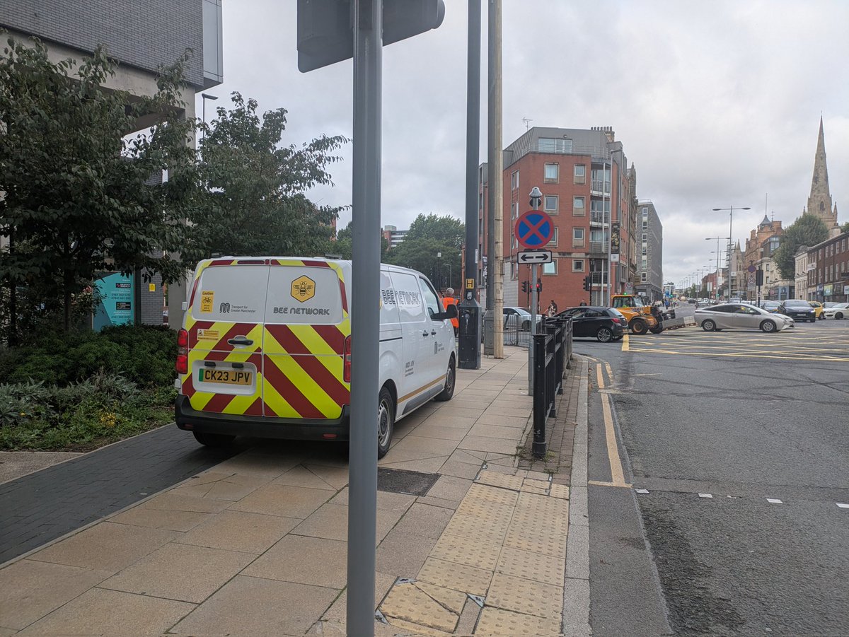 Andy (@lets_getcycling) on Twitter photo Even TfGM <a href="/BeeNetwork/">Bee Network</a> employees can't resist parking on the pavement!
Chapel St Trinity Way junction this morning at about 8:30am
Not sure what he was doing and no reason why he needed to park slap bang in the middle of the pavement! Even TfGM <a href="/BeeNetwork/">Bee Network</a> employees can't resist parking on the pavement!
Chapel St Trinity Way junction this morning at about 8:30am
Not sure what he was doing and no reason why he needed to park slap bang in the middle of the pavement!
