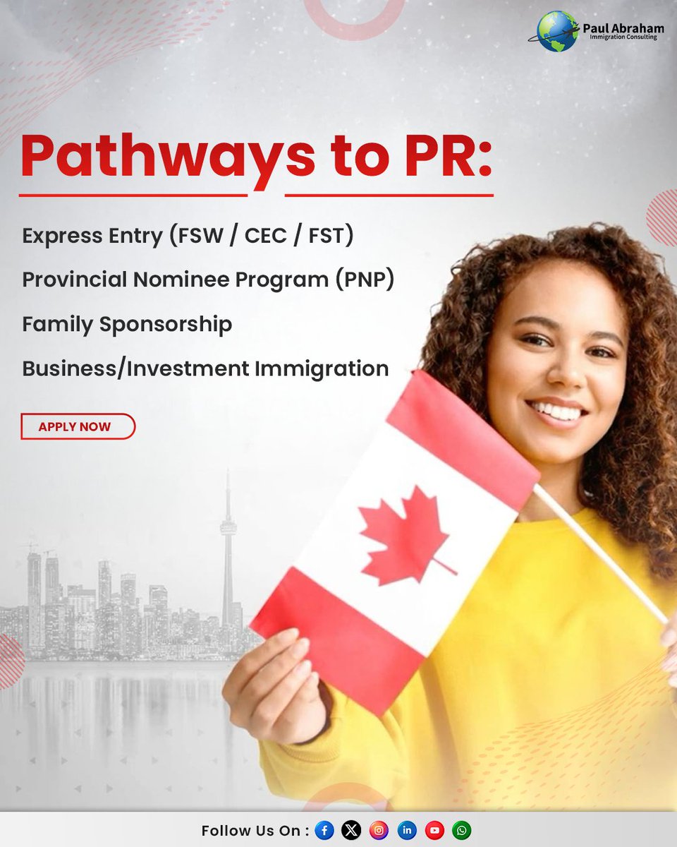 Ready to settle, work, and grow in Canada? 🍁
With multiple PR pathways, there’s an option for every dreamer.

🚀 Don’t wait—apply today and move closer to your Canadian dream.
#CanadaPR #canadaimmigration #MoveToCanada #canadavisa #expressentry #paic