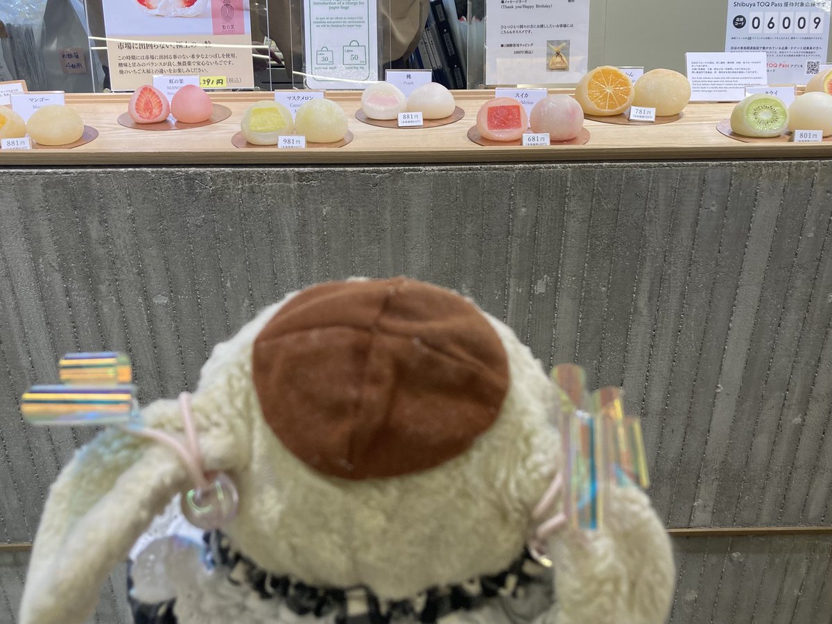 pakupurinn's tweet photo. U・ω・U『ファンにフルーツだいふく、くわせたくて、プリン、あこがれのかくおうざんで、かったプリっ😊🍑🥭💕💕』
#渋谷
#MARKCITY
#渋谷東急フードショー
#覚王山フルーツ大福
#弁才天 https://t.co/xEr44Prujy