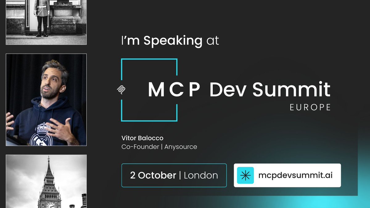 🔒 MCP has unlocked powerful new ways for AI agents to interact with the world — but with over 13,000 MCP servers launched in 2025 alone, security challenges are mounting fast.

At the MCP Dev Summit London, @VitorBal will present MCP Security: The Exploit Playbook (And How to