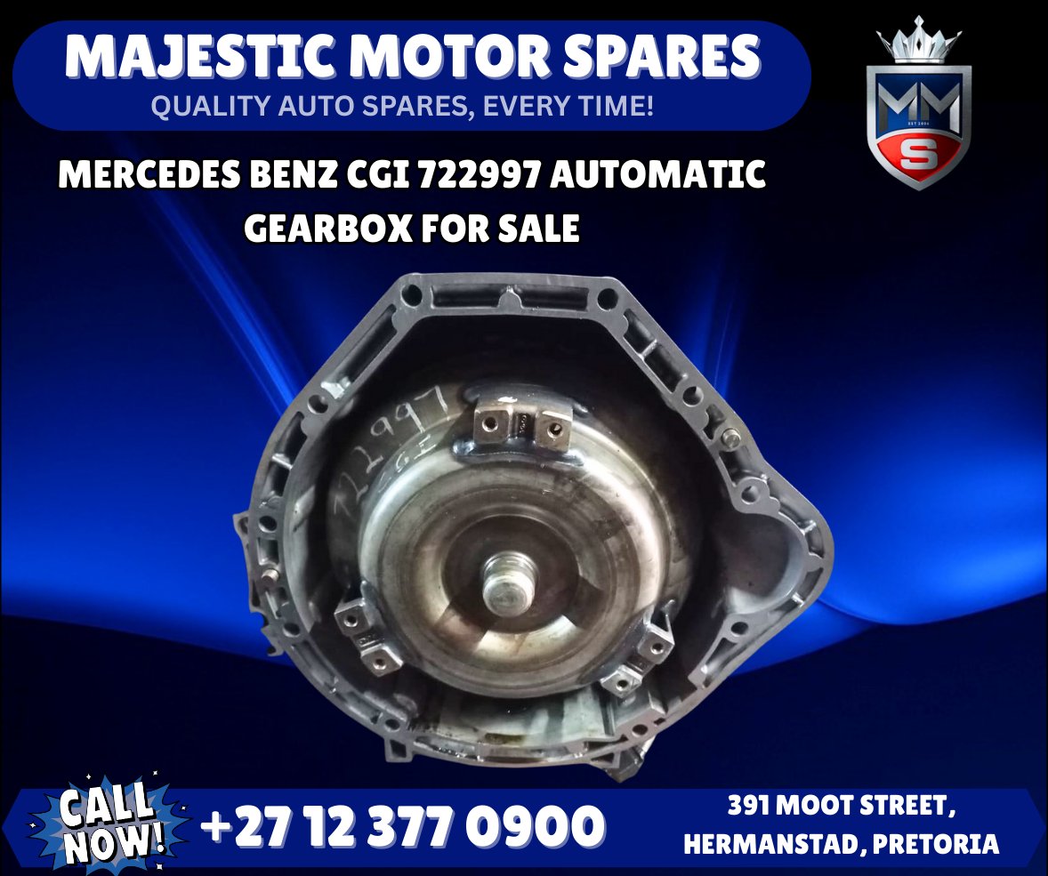 SpareMotor's tweet image. Mercedes Benz CGI 722.997 Automatic Gearbox (Second Hand) for Sale
#MercedesBenz #CGI #AutomaticGearbox #Transmission #SecondHandMercedesParts #MercedesParts
View online: majesticmotorspares.co.za/product/merced…