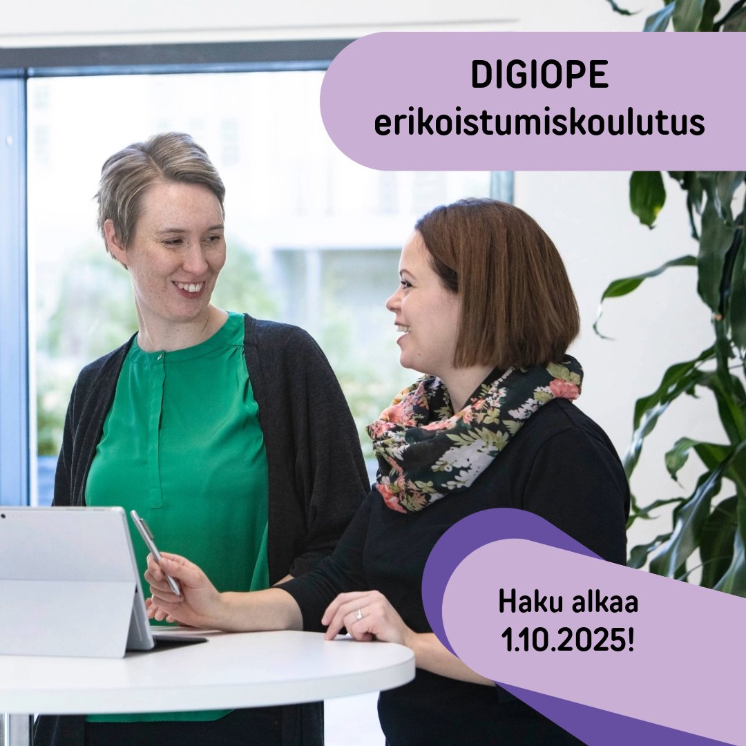 Tule mukaan syventämään asiantuntemustasi - DIGIOPE erikoistumiskoulutus (30 op) alkaa tammikuussa 2026! 
Haku käynnistyy 1.10.2025. 
Lue lisää:
hamk.fi/opinnot/digiop…

#erikoistumiskoulutus
#digiope
