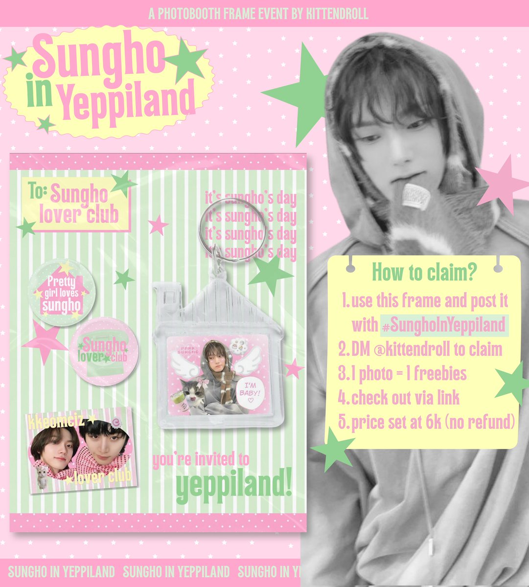 𝗱𝗿𝗿𝗿𝘁.. 𝗱𝗿𝗿𝗿𝘁.. Yeppi’s calling! 📞🐾

:¨ ·.· ¨:
 `· . 𐙚   Join our Sungho’s sweetest birthday booth. The frame’s waiting by <a href="/kittendroll/">nou. ☆</a> x <a href="/taeshanangor/">ell</a> 

📍 Selfie Time &amp; Solophoto
🗓️ 1 – 30 September 2025

use #SunghoInYeppiland to let us see your sparkle✨