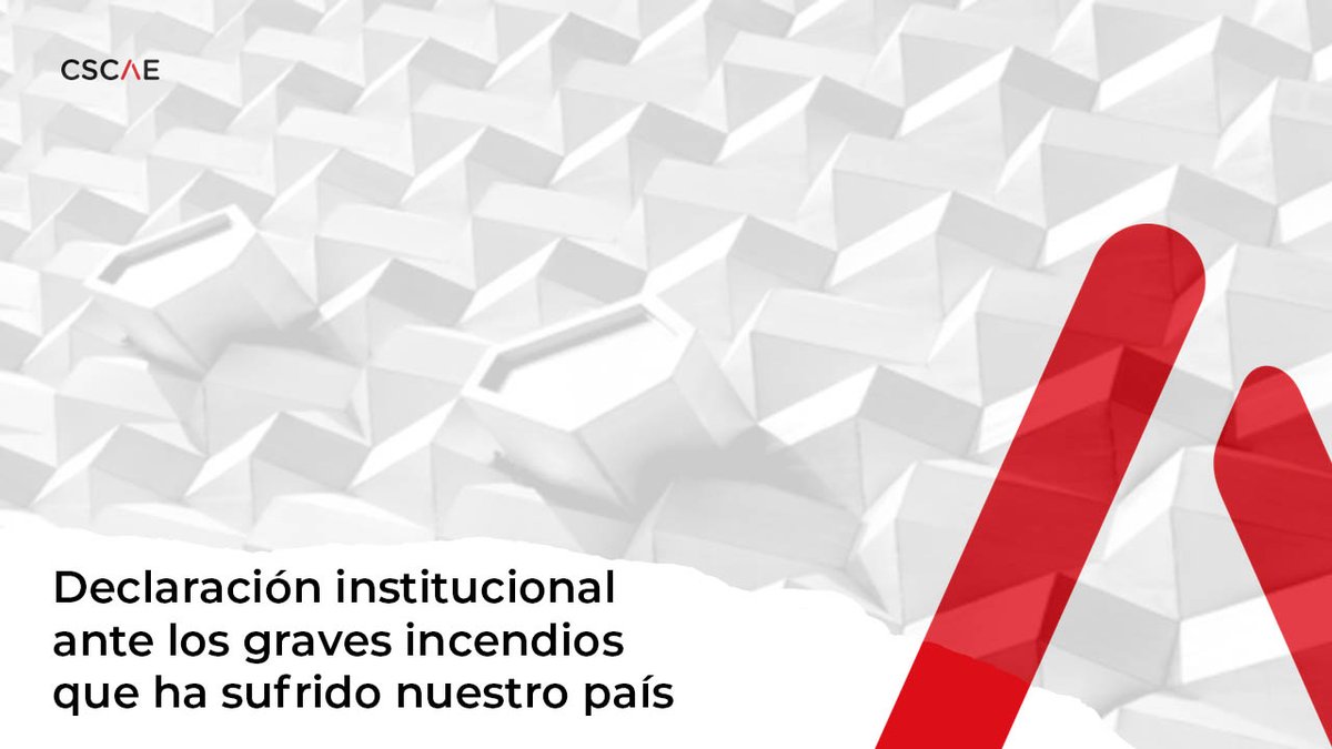 Ante la ola de incendios que ha sufrido nuestro país, el CSCAE emite esta declaración y se ofrece, con su UAAU, a aportar la experiencia técnica para trabajar en un acuerdo transversal por la prevención y una planificación territorial equilibrada y justa

cscae.com/index.php/cono…