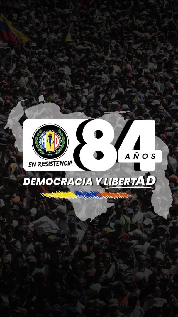 Llegó el mes donde los adecos, honramos la fundación del partido. Próximos a cumplir 84 años este #13Sep, presentamos la imagen oficial aniversaria. AD En Resistencia avanza y no se rinde. #84AñosADEnResistenciaConVzla