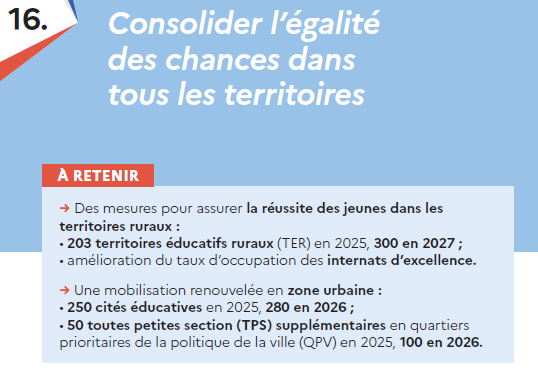 ✏️ Bonne rentrée aux élèves et personnels engagés dans  l’éducation prioritaire, les CLA et les TER. Cette année encore, nous poursuivons un même objectif : consolider l'égalité des chances dans tous les territoires pour offrir à chaque élève les meilleures chances de réussite.