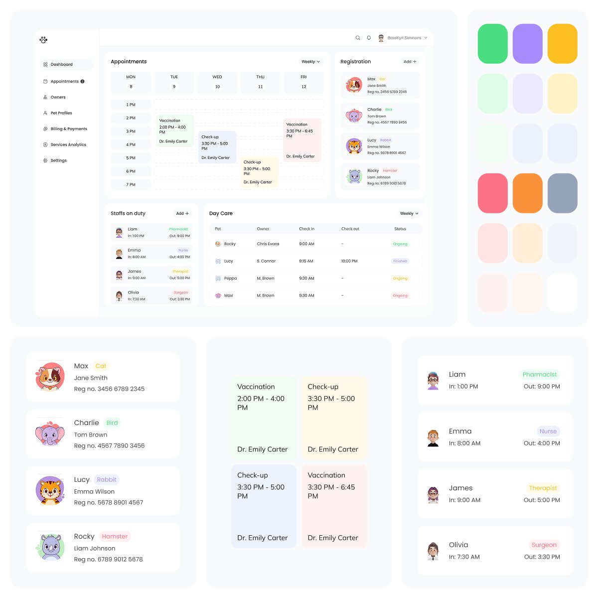 RufoStudio's tweet image. Wireframe 📄 + Branding 🎨 = UI ✨
.
Better view: lnkd.in/gVu84NVg
.
#petsaas #petcareadmin #pethealthsoftware