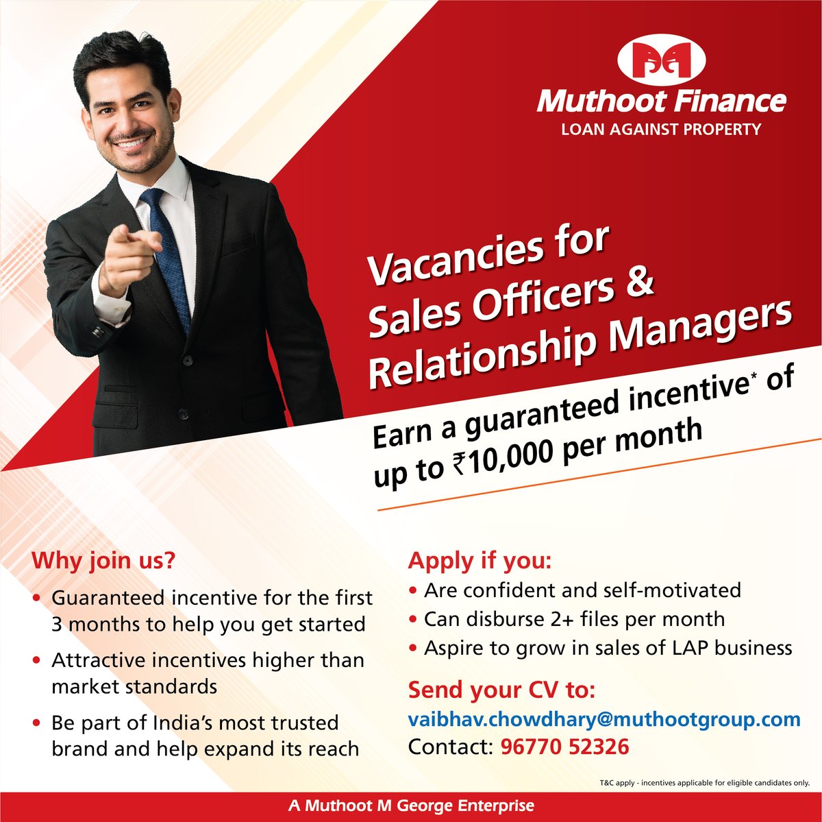 TheMuthootGroup's tweet image. Muthoot Finance is hiring passionate Sales Officers and Relationship Managers for our expanding Loan Against Property business across Rajasthan. 

#muthootfinance #jobopening #recruiting #hiring