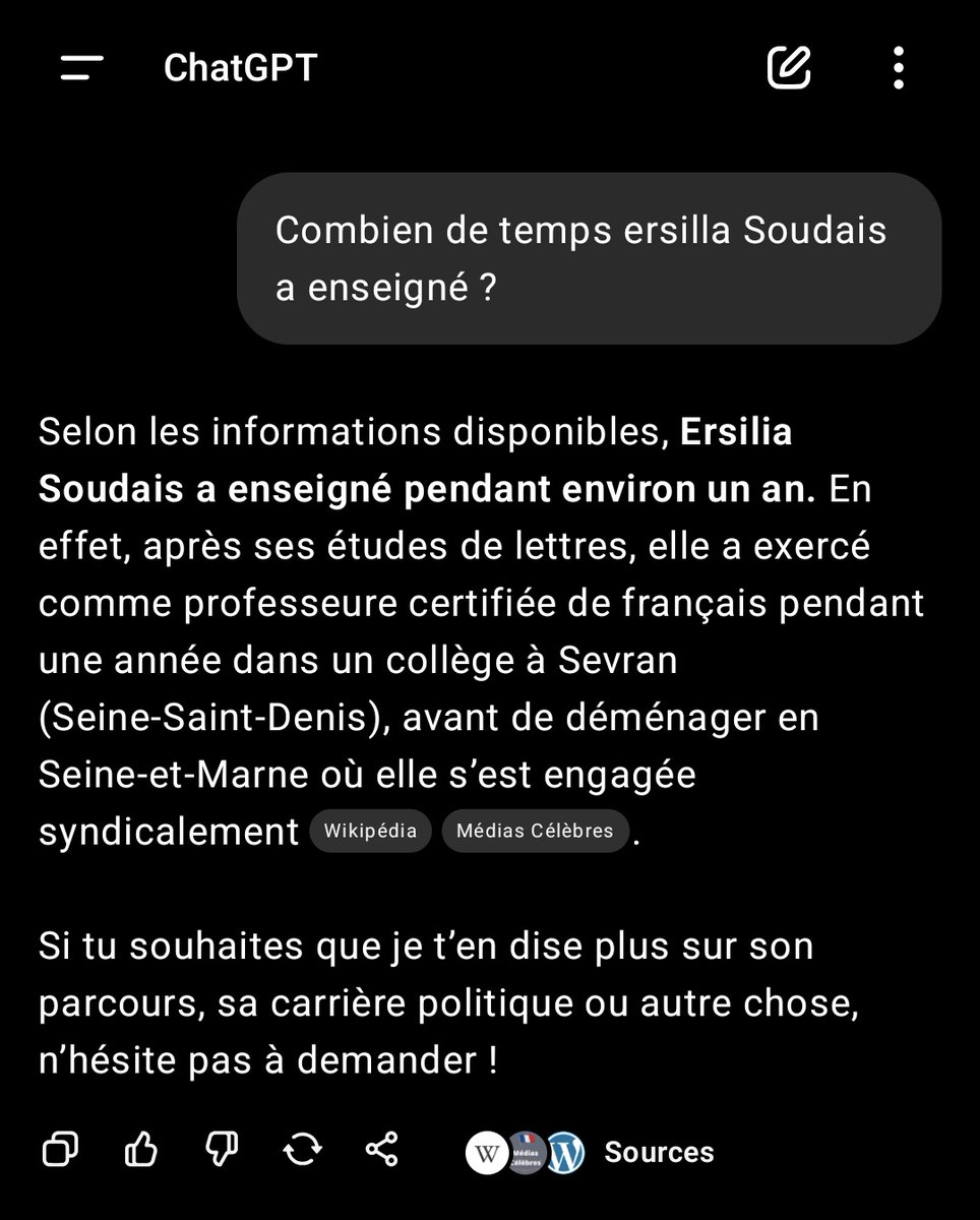 Elle a enseigné 1 an. Fin de la blague.