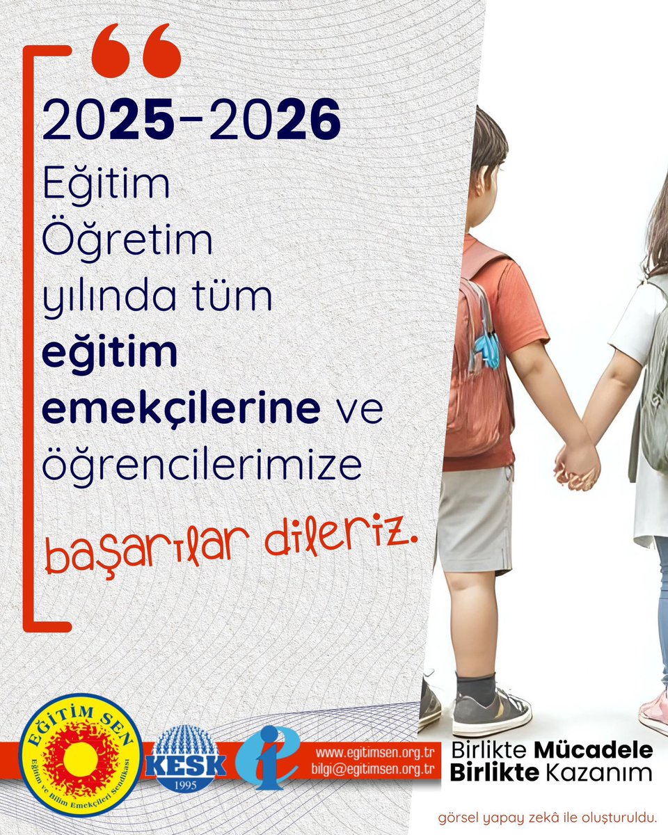 2025-2026 Eğitim Öğretim yılı başlarken tüm eğitim emekçileri ve öğrencilerimize başarı, dayanışma ve umut dolu bir eğitim yılı diliyoruz.