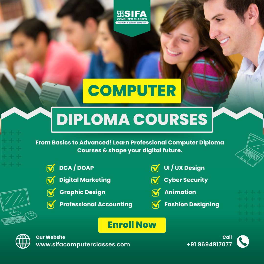 SifaInfotech's tweet image. ๐ท๐ท เค
เคชเคจเคพ เคเคฐเคฟเคฏเคฐ เคฌเคจเคพเค Digital Future เคฎเฅเค!
SIFA Computer Classes เคฒเฅเคเคฐ เคเคฏเคพ เคนเฅ Job-Oriented Computer Diploma Courses ๐ท
#SIFAComputerClasses #ComputerDiploma #SkillDevelopment #JobOrientedCourses #CareerGrowth #digitalmarketing #animation #accounting #graphicdesign #webdevelopment