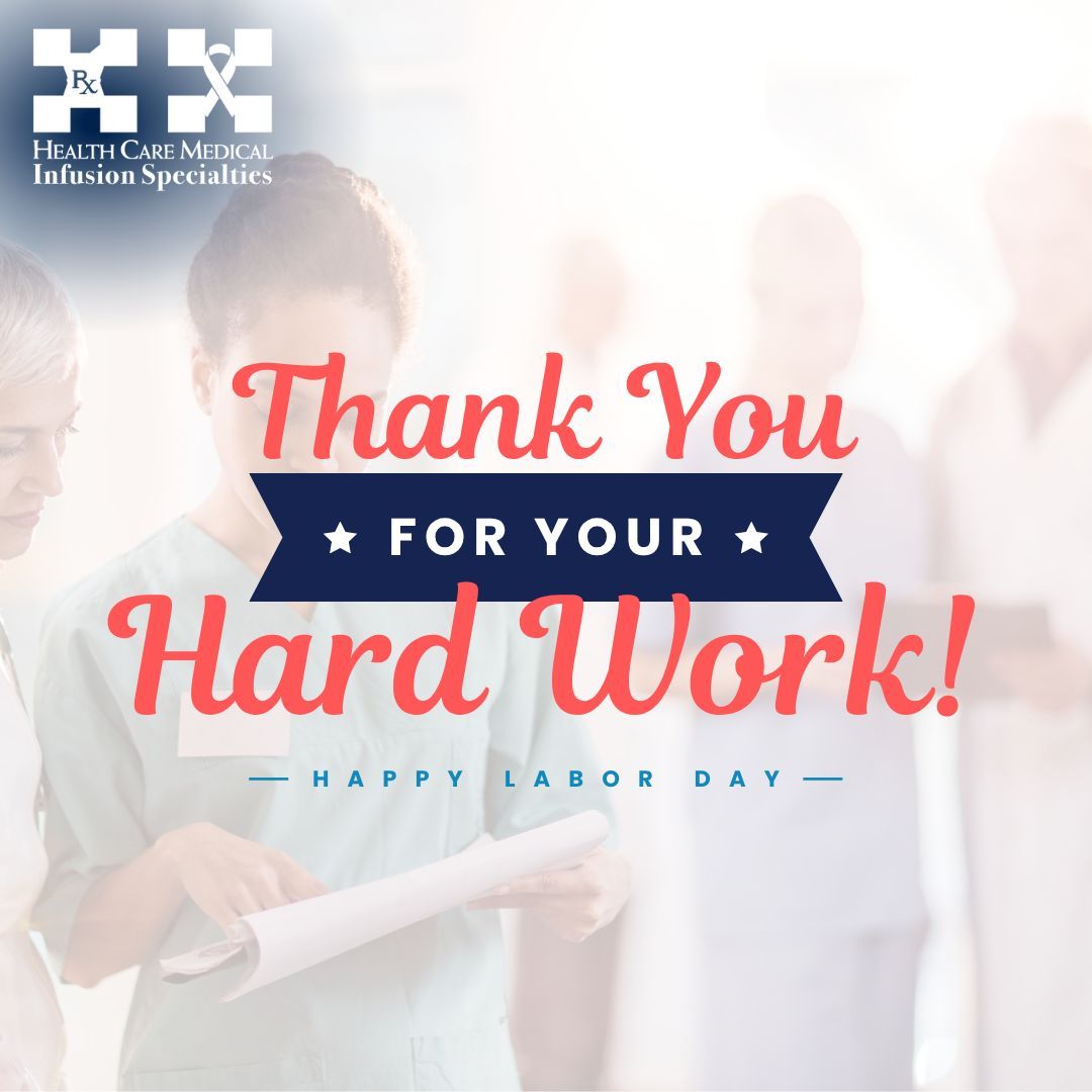 hcminfusion's tweet photo. 💙 Happy Labor Day from Healthcare Medical Infusion Specialties! 💼 

Today, we celebrate the incredible team members who go above and beyond to care for our patients every single day.

#LaborDay #TeamRecognition #HealthcareHeroes #MedicalInfusionCare #HCMTeam https://t.co/GvxVvGTZbb