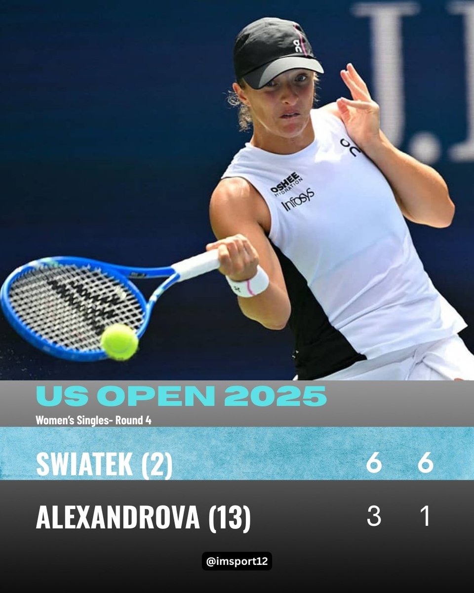 IGA Swiatek is through to the Quarter- Final of #USOpen2025 def Ekaterina Alexandrova 

Swiatek has reached QF of all Four Majors in 2025

#USOpen #USOpenTennis