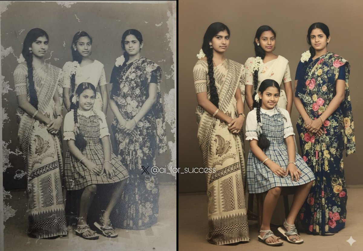 ai_for_success's tweet image. Restored this approx 43–44 year old picture.
Prompt was: "Restore this picture"
nano-banana is a different beast, the next version is going to be wild.
