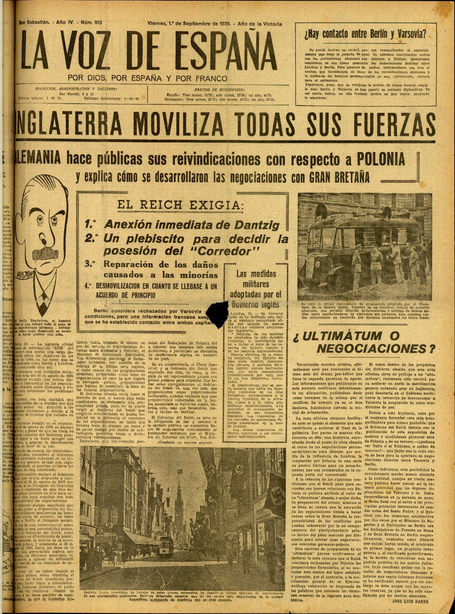 1 de septiembre de 1939. El comienzo de la Segunda Guerra Mundial, a través de la prensa local... #Donostia-#SanSebastián