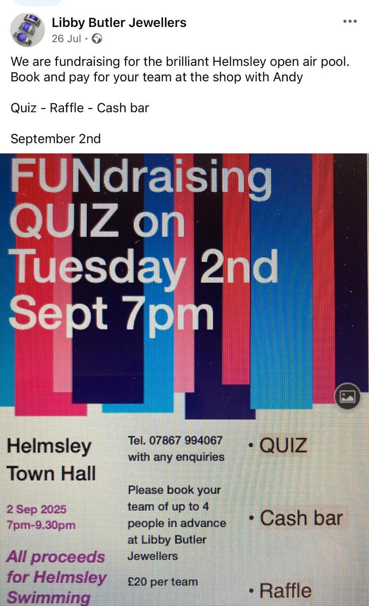 Come along Tuesday evening for a fun quiz night