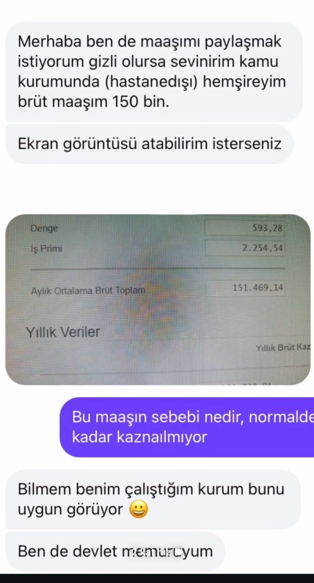 Bir #hemşire brüt maaşım 150 bin tl diye görüntüsüyle birlikte paylaşıyor gece tazminatı var nöbet ücreti var ek mesai ücreti var döner sermaye var #Polis e gelince neden yok  #PolisMaliyeyeTakıldı