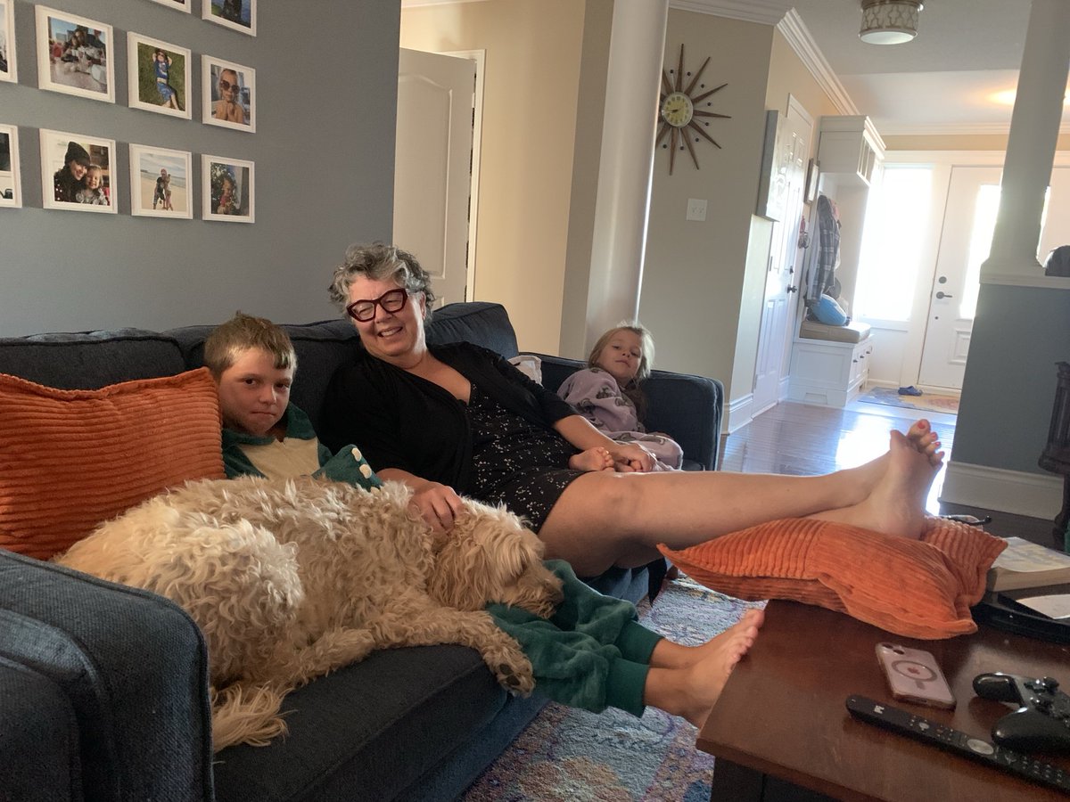 FredEisenberger's tweet photo. We had a great visit with the kids and grandkid who asked to sleep in the jeep rooftop tent. They were a bit chilled in the morning so snuggled with Meme! I got the birthday cake a few days early. Happy Labour Day everyone! Argos SUCK! Go ⁦@Ticats⁩ Go! 🇨🇦🙏 https://t.co/kFiRIEOVC4