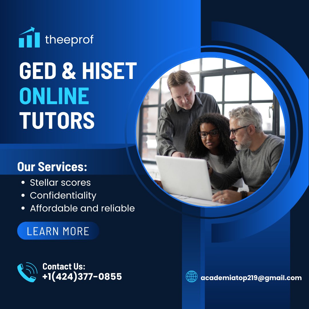 _theeprof's tweet image. From practice tests to skill-building, our tutors guide you every step of the way.
#GEDLearning #HiSETStudy #TutorHelp