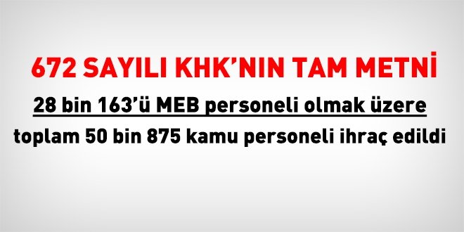Bugün 1 Eylül 

672 sayılı #KHK ile 50 bin 875 kişinin yargısız şekilde ihraç edildiği kara gün

Hukuk o gün ağır yara aldı bugün de kanamaya devam ediyor

Kamuoyunu bu hukuksuzluğa karşı ses olmaya davet ediyor ve zulmün bitmesini

#KHKlılaraAdaletveBarış ın gelmesini diliyoruz.