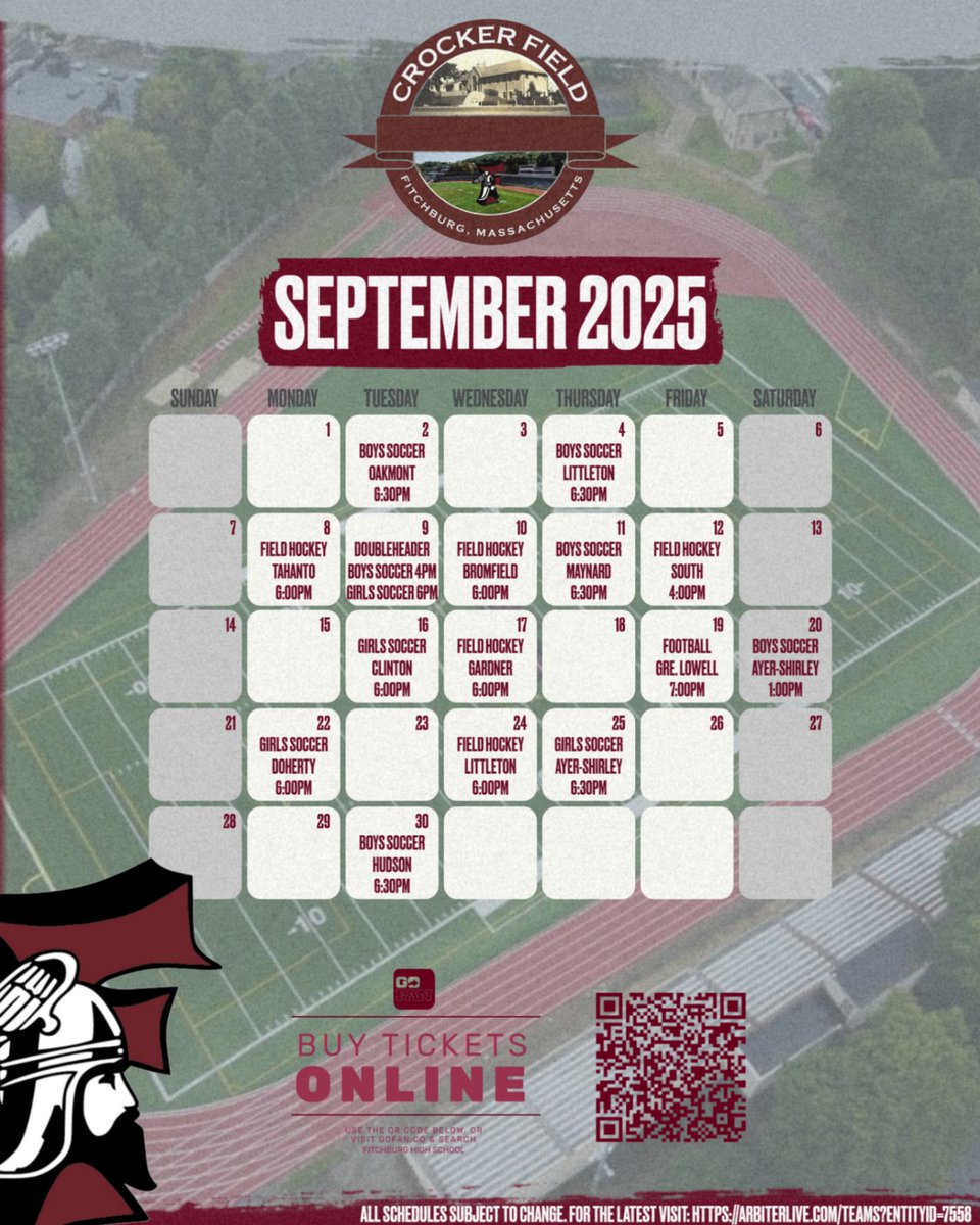 Welcome to September 2025! Your monthly Crocker Field planner with the latest updates for all of The Red &amp; Gray action. See you in the stands all month long! With you supporting The Red &amp; Gray there is #NoPlaceLikeHomeField #NoPlaceLikeCrockerField #AllHailtoTheRedandGray