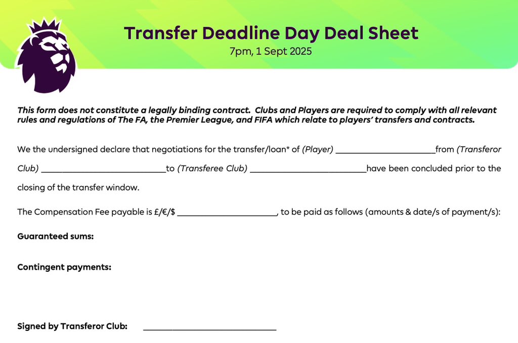 ChelsTransfer (@chelstransfer) on Twitter photo Clubs can still complete transfers after 19:00 BST if they have submitted a deal sheet before the deadline. (via <a href="/premierleague/">Premier League</a>) Clubs can still complete transfers after 19:00 BST if they have submitted a deal sheet before the deadline. (via <a href="/premierleague/">Premier League</a>)