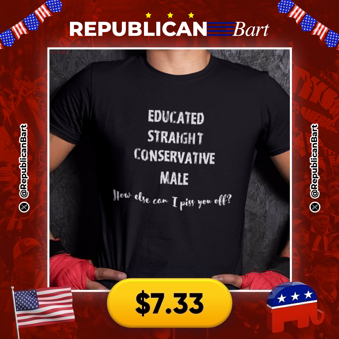 RepublicanBart's tweet image. STAND TALL, SPEAK BOLD! 🦅🇺🇸

🇺🇸 Conservative Republican Funny Patriotic Tee
💰 $7.33

🔗 s.click.aliexpress.com/e/_onJVWCj

#PatrioticApparel #ConservativeStyle #PoliticalHumor
