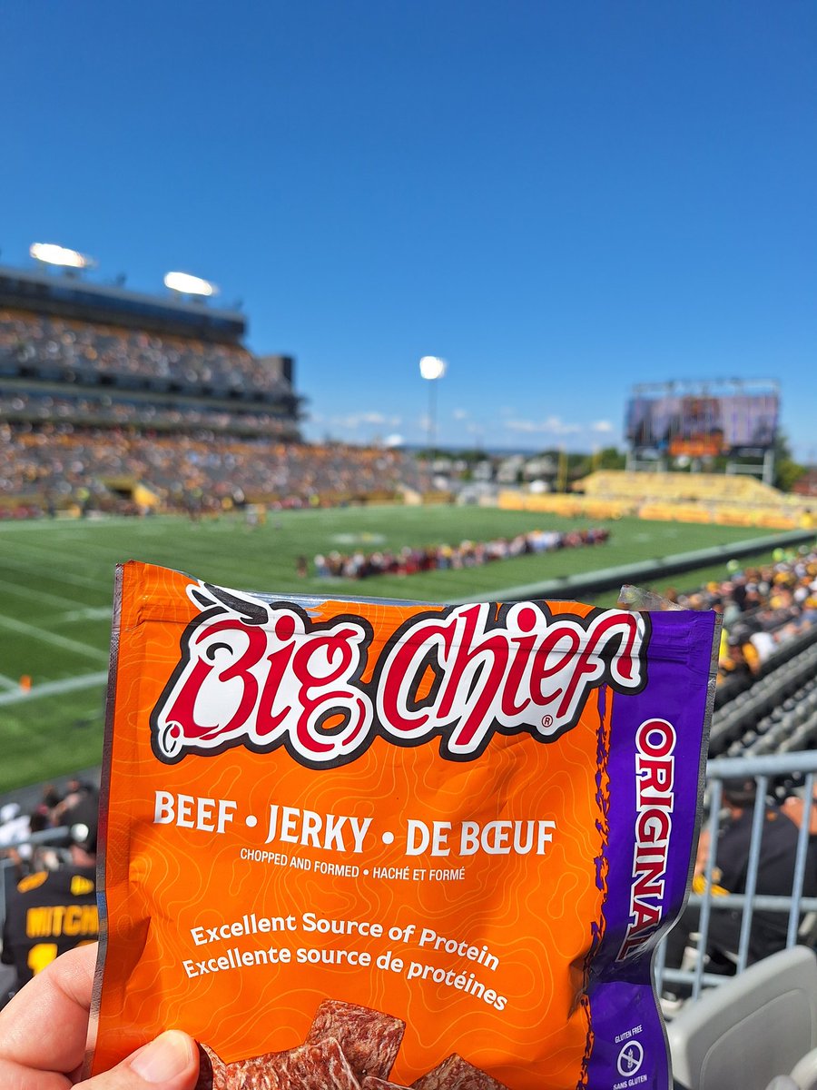 Nice to have some @bigchiefjerky at a football game again. Go TiCats!