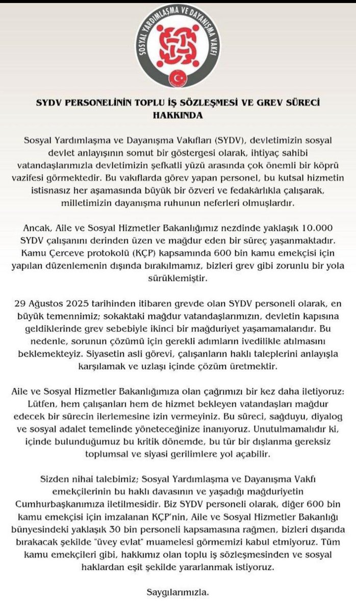 👉Taleplerimiz görmezden gelindikçe, mücadelemiz daha da büyüyor.

✊Hakkımızı alana dek #SYDVdeGREVEdevam

#Grev süreci hakkında bilgilendirme 👇

<a href="/RTErdogan/">Recep Tayyip Erdoğan</a> <a href="/_cevdetyilmaz/">Cevdet Yılmaz</a> <a href="/MahinurOzdemir/">Mahinur Özdemir Göktaş</a> <a href="/isikhanvedat/">Prof. Dr. Vedat Işıkhan</a> <a href="/memetsimsek/">Mehmet Simsek</a> <a href="/drbetulsayan/">Dr.Betül Sayan Kaya 🇹🇷</a> <a href="/iletisim/">T.C. İletişim Başkanlığı</a> <a href="/tcailesosyal/">T.C. Aile ve Sosyal Hizmetler Bakanlığı</a> <a href="/ashb_sygm/">Sosyal Yardımlar Genel Müdürlüğü</a>