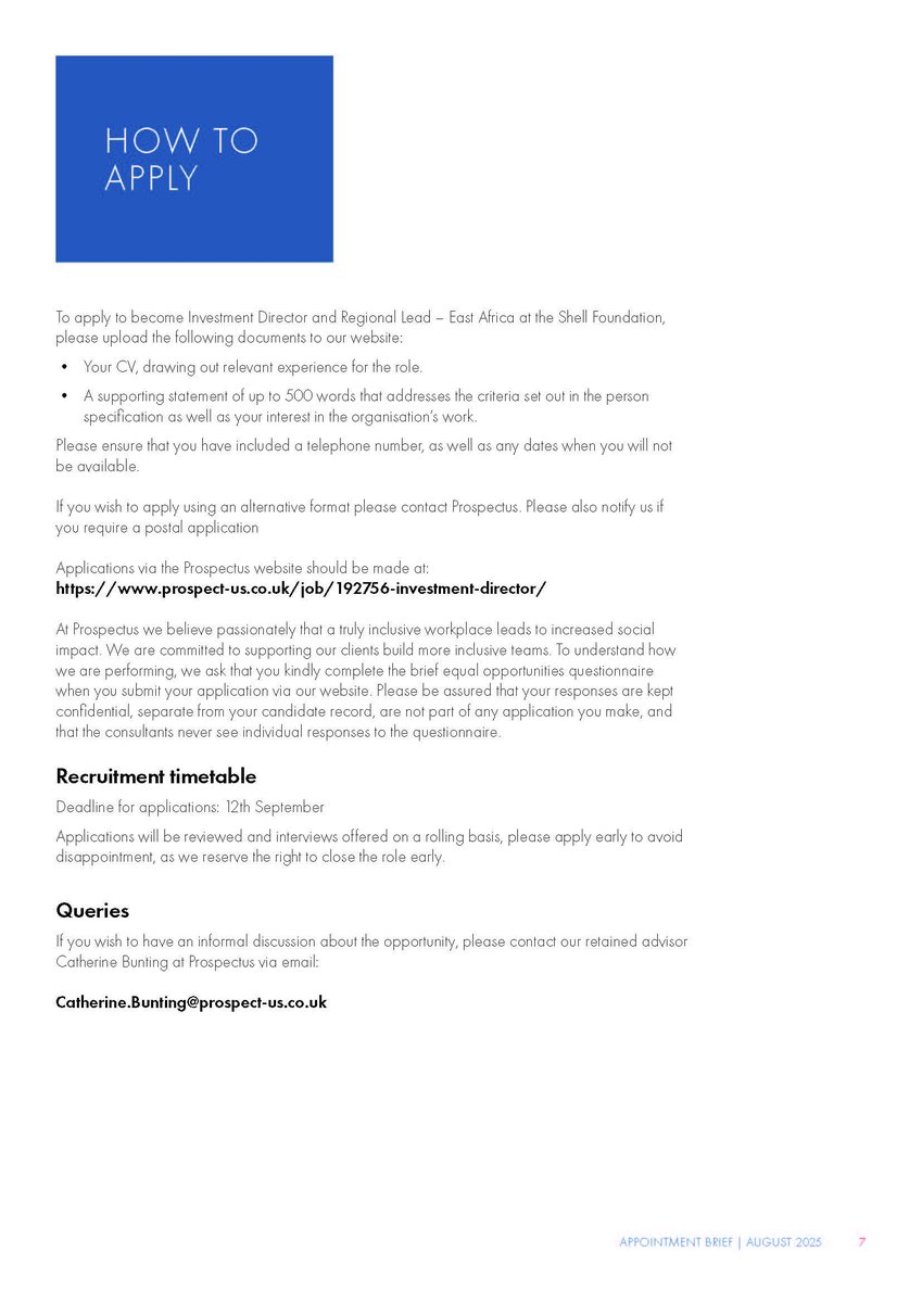 ShellFoundation's tweet image. 📢 #ShellFoundation is seeking an Investment Director and Regional Lead to join the Transporters portfolio to fund e-mobility solutions.
The successful candidate will identify, evaluate, and manage investments and large-scale commercial partnerships that materially increase…