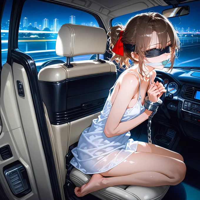 #まいちゃんの日常 それぞれ違うAIに「ワゴンで拉致されるまいちゃん」を指示して描いてもらったんですが、どれが好みですか?