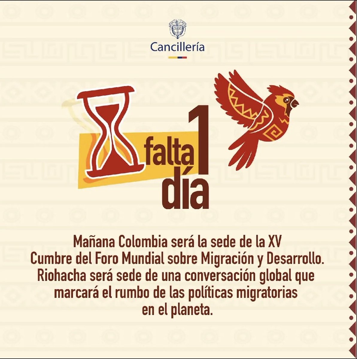 Mañana se abre un capítulo histórico para Colombia: la inauguración de la XV Cumbre del FMMD en La Guajira.
La Guajira será el epicentro de la gobernanza global sobre la migración y su vínculo con el desarrollo. #MigraciónConDerechos #ConDignidadCumplimos