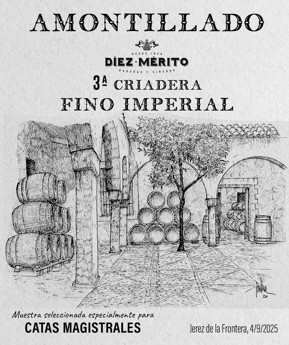 Hemos tenido el honor de contar con Enrique Pérez una  eminencia del vino de Jerez, en la selección de la saca de Catas Magistrales de la 3ª criadera de F. Imperial
Enrique Pérez, Javier Aguilar Pérez y Miguel Flores
Ilustración de la bodega realizada en tinta por JuanMa Luna.