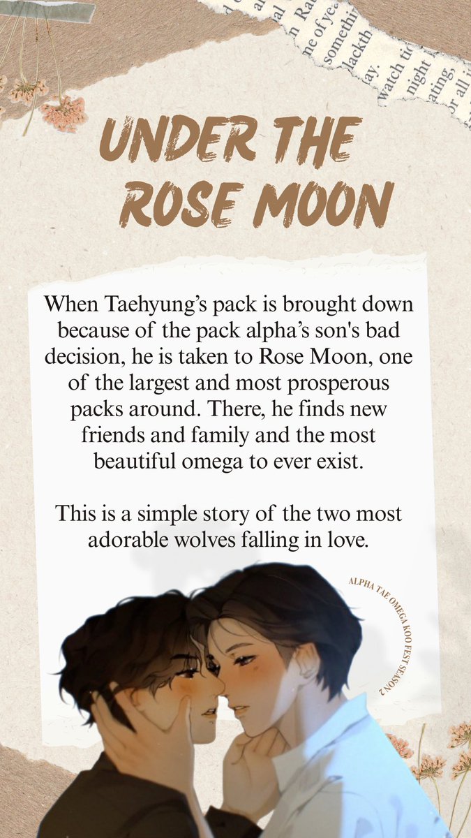 vkookabofest's tweet photo. Under the Rose Moon ; #taekookau 

⋆˙⟡ — Traditional A/B/O AU
⋆˙⟡ — 85.4k, completed
⋆˙⟡ — Alpha TH x Omega JK
⋆˙⟡ — Pack Dynamics
⋆˙⟡ — Slow Burn
⋆˙⟡ — Tooth Rotting Fluff
⋆˙⟡ — Mutual Pining
⋆˙⟡ — Happy Ending
⋆˙⟡ — Mpreg

🔗: https://t.co/yLmRI522ki https://t.co/cdGXgGLDfG