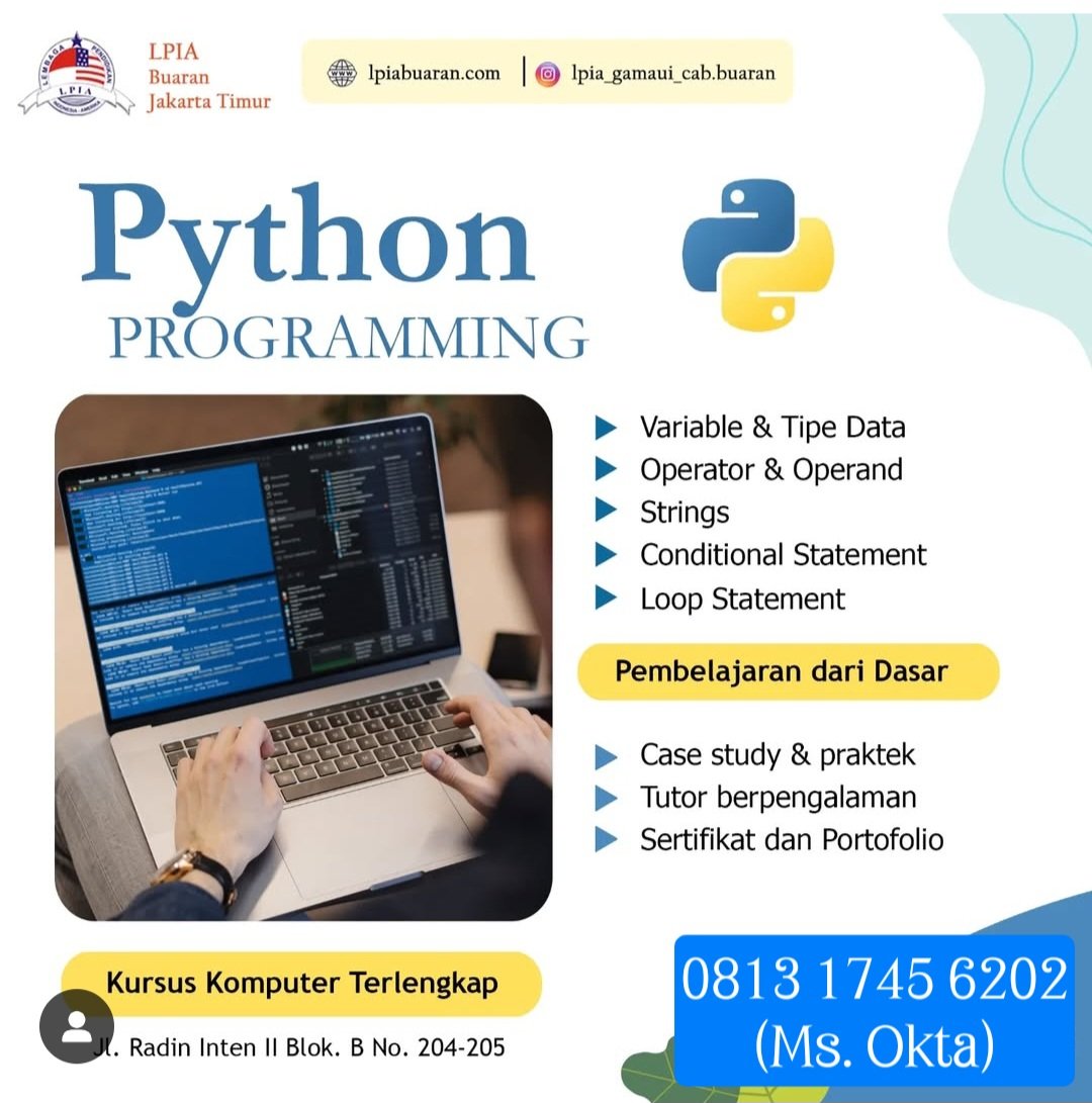 _eunoctha91's tweet image. 💻⚡ Skill masa depan = Python Programming!
✅ Belajar dari dasar
✅ Studi kasus &amp;amp; portofolio
✅ Sertifikat resmi

Ayo gabung sekarang 🎯
📲 wa.me/6281317456202

#Python #Coding #BelajarNgoding #FutureSkills #zonauang #Indonesia #kaburduluaja