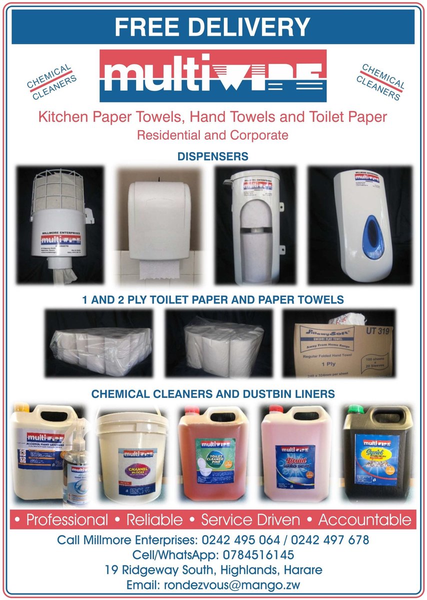 Millmore Enterprises - Bin liners, chemical cleansers, hand towels, toilet paper, paper towels, dispensers, and more