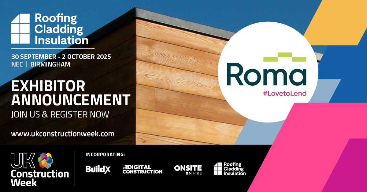 UK_CW's tweet image. We are thrilled to have Roma Finance at UKCW 2025 Birmingham, 30 Sept-2 Oct, NEC.
Visit Stand A2 to see how they’re supporting property and development projects across the UK.
Get your free ticket:zurl.co/Hzyam 
#RomaFinance #ConstructionFinance #DevelopmentFinance