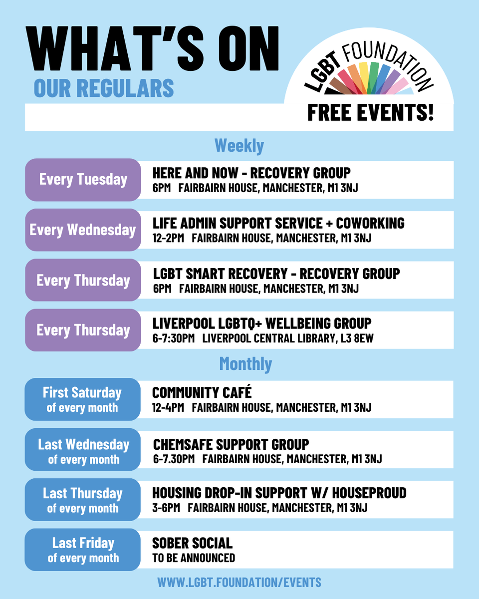 LGBTfdn's tweet photo. From the launch of our Exxxhibition to drop-in hours for the support you need, we're here to keep spreading queer hope and joy all month long๐
๐https://t.co/SVOU0ppj8z
#LGBTFoundation #LGBTFoundation50 #QueerEvents #ManchesterPride #LiverpoolLGBT #LGBTQStories https://t.co/KTJ23v9rQN
