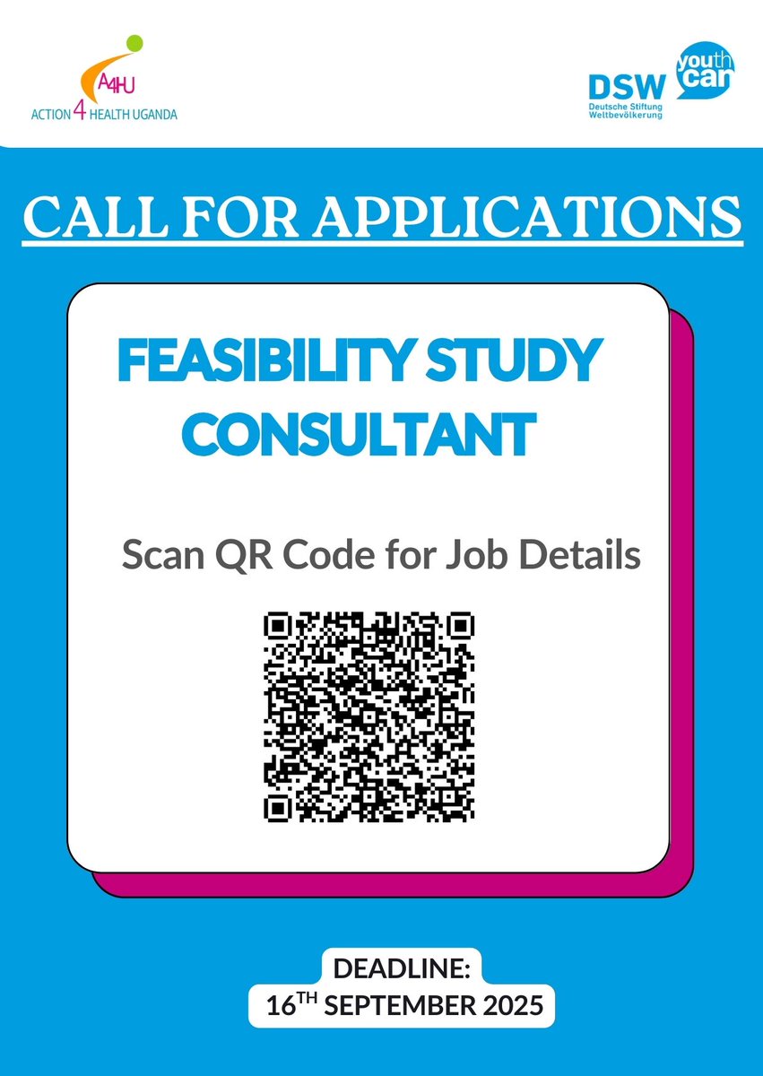action4hU's tweet photo. 📢 Call for Applications: @dsw_intl  &amp; @action4hU are seeking a consultant to conduct a feasibility study for a new project on reducing teenage pregnancy &amp; HIV among AGYW in Oyam District. Apply by 16 Sept 2025 👉https://t.co/V2aHI1qBUl https://t.co/fVZEaygTkf