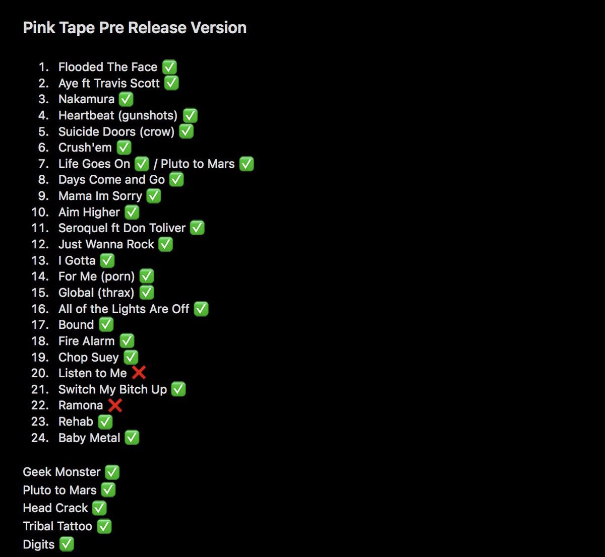 I see mfs just saying random songs were taken off with no kinda logic behind it 😭 i’m pretty sure this would’ve been the Pink Day version there’s not much of a difference than the release.