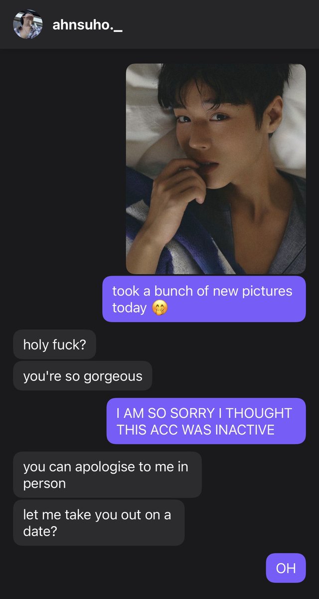seongtakcism's tweet photo. #shse au where sieun drops all his thirst traps in the dms of what he assumes is an inactive account. 
and everything is well until ahn suho remembers his password. https://t.co/UqWF0ARDTu