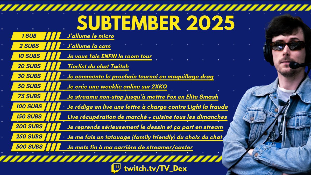 Ce mois-ci, c'est SUBTEMBER !

Si vous appréciez mon travail, n'hésitez pas à lâcher un sub à prix réduit sur ma chaîne Twitch
Je rappelle que chaque centime dépensé repart intégralement dans la chaîne (matos, financer les watch parties, soudoyer Lumirank pour Light top 10)