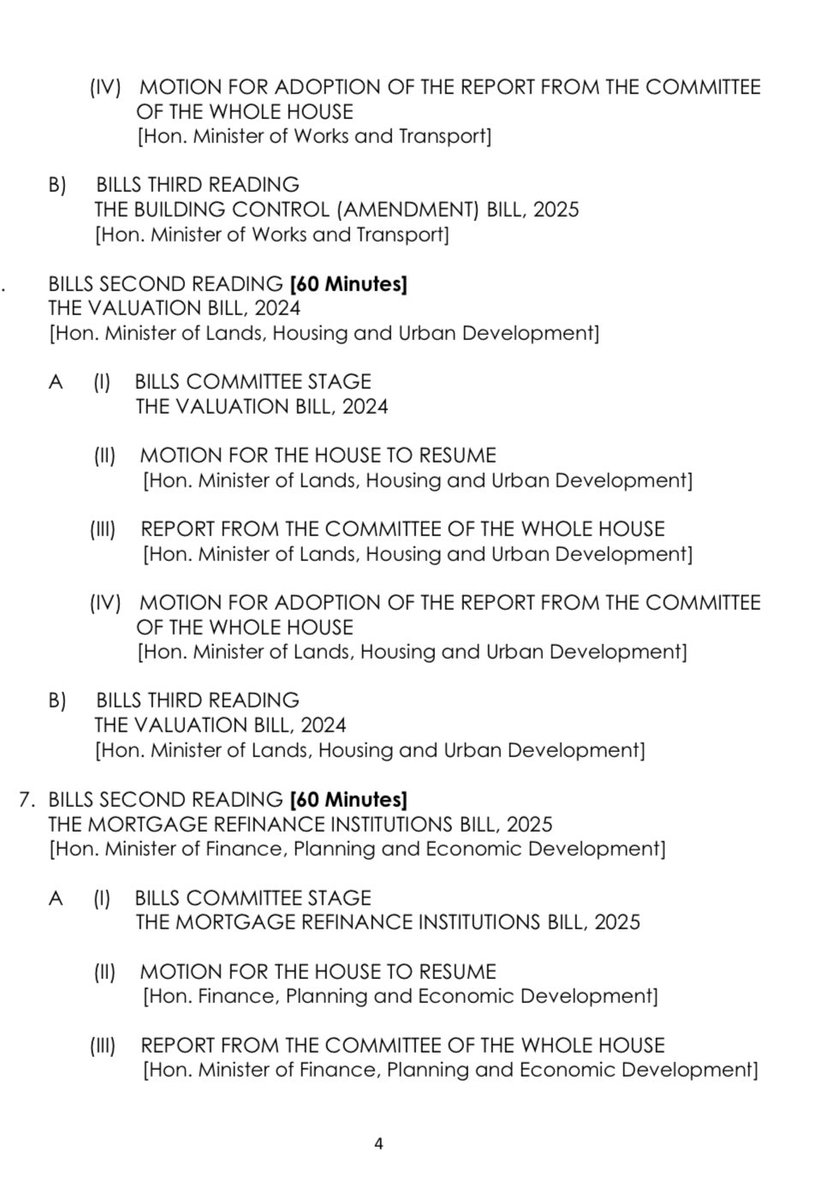 This is the Order Paper for Wednesday’s sitting. Remember to follow proceedings here on X, YouTube and TikTok. #PlenaryUg