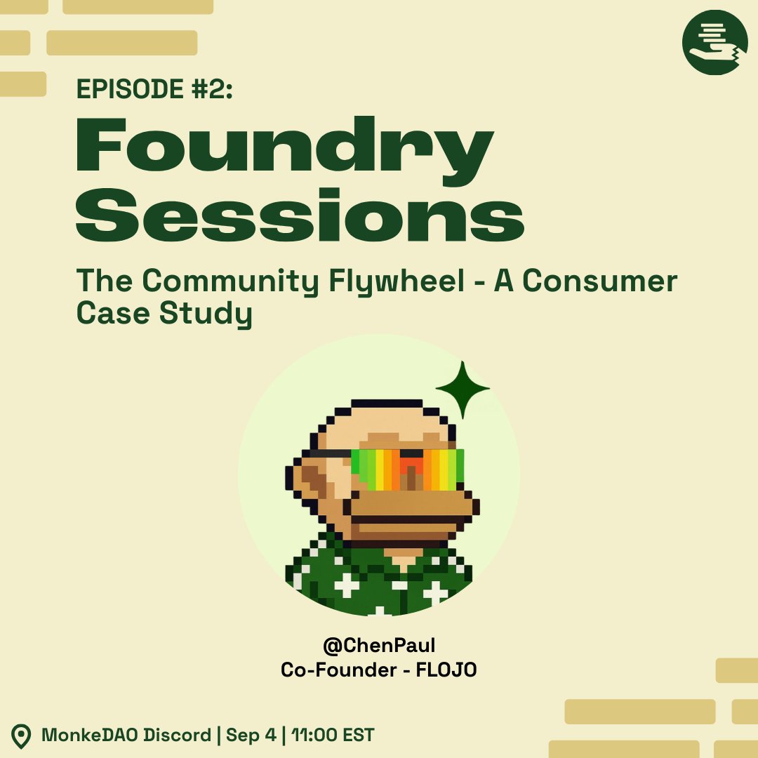 Foundry Sessions - Episode #2

This week, we’re diving into how consumer products can supercharge community growth, and vice versa

@chenpaul, Co-Founder of <a href="/DrinkFlojo/">FLOJO ✨</a>, joins us to break down the community flywheel behind one of the most exciting new brands in Web3 👇