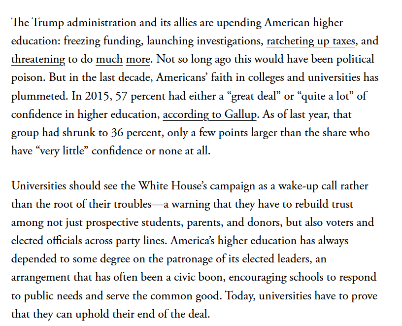 ethomasfinan's tweet photo. Today in @TheAtlantic, I argue that higher education needs a new democratic compact.

Since its inception, American higher education has depended on a broader public faith. To regain credibility, the academy needs some major reforms. https://t.co/qCMpO08pgI